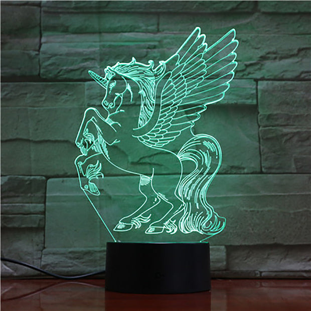 New Animal Horse 3d Nightlight 7 Colorful Touch Remote Usb Gifts 3D Light Fixtures Usb Led Luminaria Bedroom Table Lamp 1728