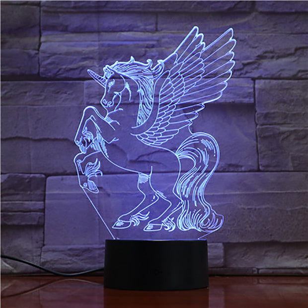 New Animal Horse 3d Nightlight 7 Colorful Touch Remote Usb Gifts 3D Light Fixtures Usb Led Luminaria Bedroom Table Lamp 1728