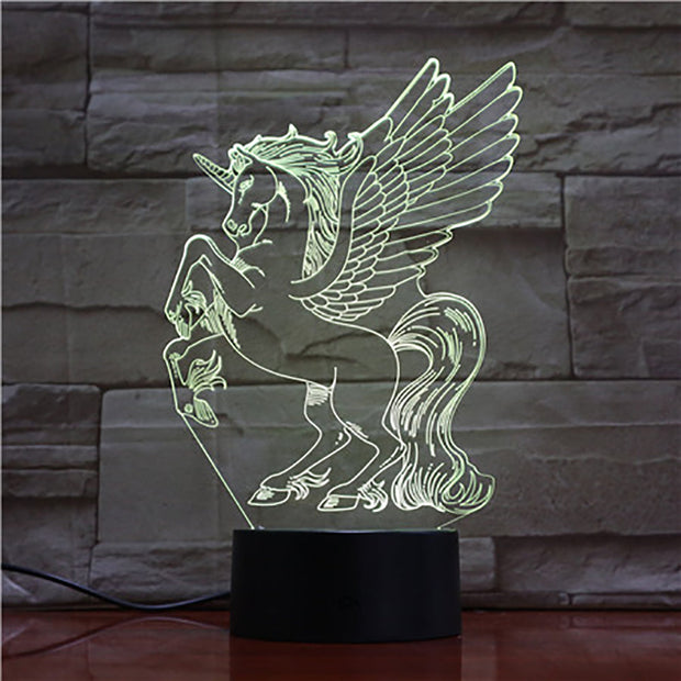 New Animal Horse 3d Nightlight 7 Colorful Touch Remote Usb Gifts 3D Light Fixtures Usb Led Luminaria Bedroom Table Lamp 1728