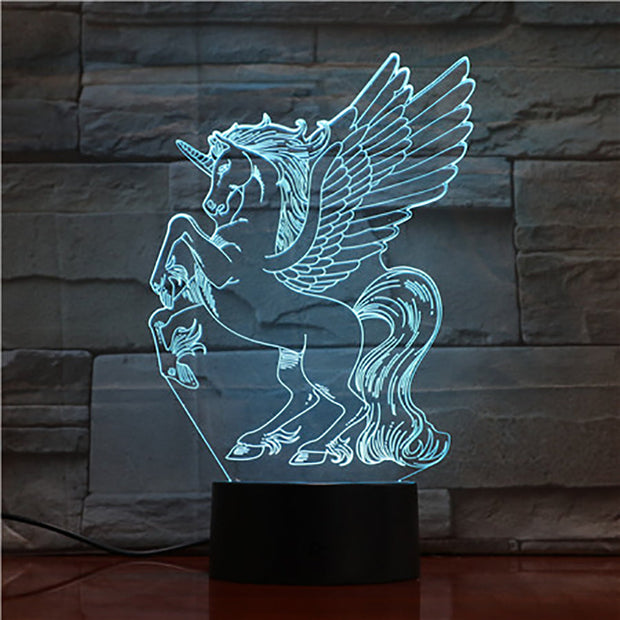 New Animal Horse 3d Nightlight 7 Colorful Touch Remote Usb Gifts 3D Light Fixtures Usb Led Luminaria Bedroom Table Lamp 1728