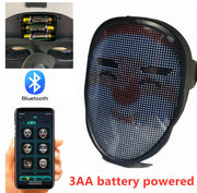 Bluetooth RGB Light Up LED Mask Diy Picture Animation Text Halloween Holiday Carnival Costume Party Game Child Masks Decor Gift